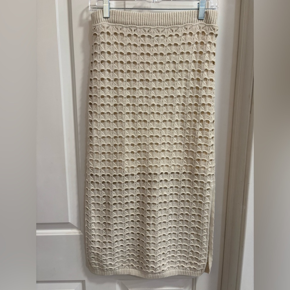 Cream Crochet Midi Skirt